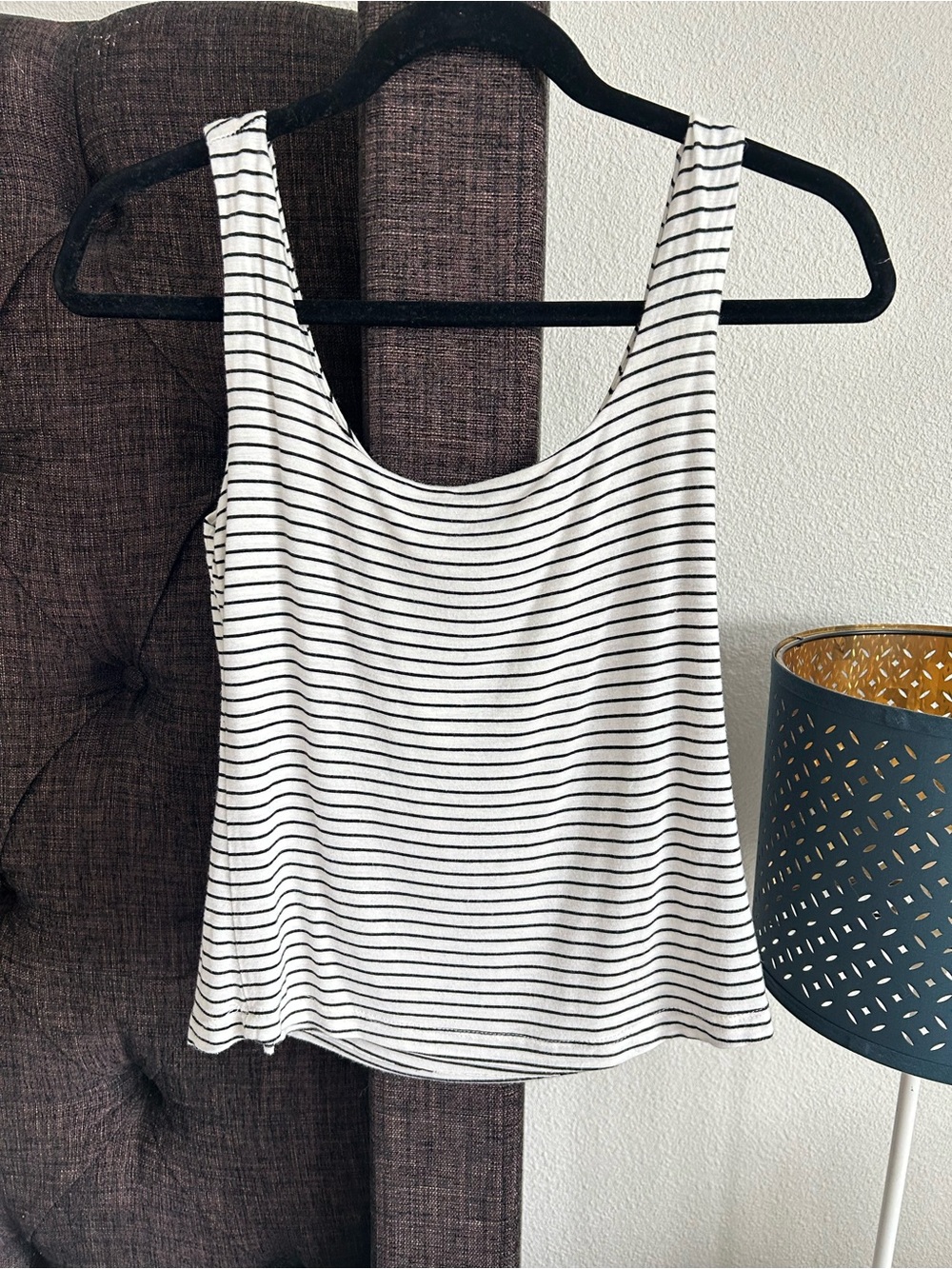 Carly Jean Los Angeles Black & White Striped Tank Top